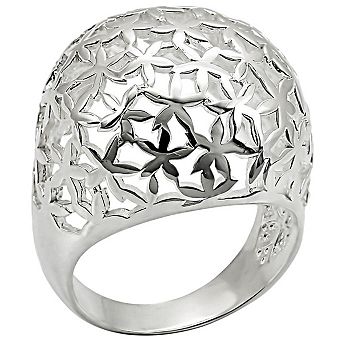 Alamode 925 Sterling Silver Floral Ring