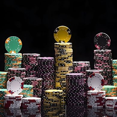 Crown & Dice Poker Chips Set, Clay Composite Non-Denominated Chips, Round for Poker & Blackjack