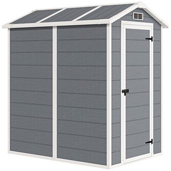 Outsunny 6ft x 4ft Outdoor Storage Shed, Plastic Shed with Floor