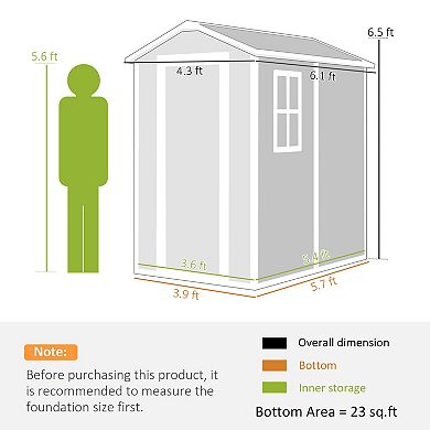 Outsunny 6ft x 4ft Outdoor Storage Shed, Plastic Shed with Floor