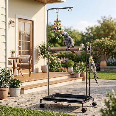 PawHut Bird Stand with Wheels Parrot Stand