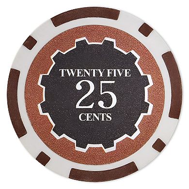 $0.25 Poker Chips 25 Pack Gear Inlay, Heavyweight Clay Composite, Round Chips