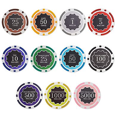 $100 Poker Chips 25 Pack Gear Inlay, Heavyweight Clay Composite, Round Chips for Poker & Blackjack