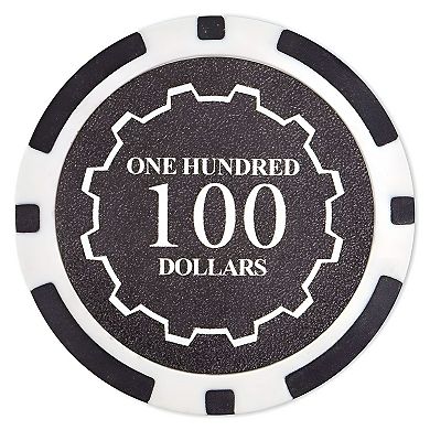 $100 Poker Chips 25 Pack Gear Inlay, Heavyweight Clay Composite, Round Chips for Poker & Blackjack