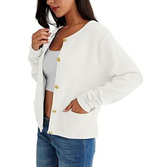 Women Striped Cardigan Sweaters Button Down Cropped Knit Lady Jackets Coat Outfits Trendy Clothes