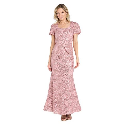 Женские платья R&M Women's R&M Richards Sequin Rosette Peplum Dress