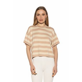 Women's ALEXIA ADMOR Remy Striped Fine Knit Dolman Sleeve Top