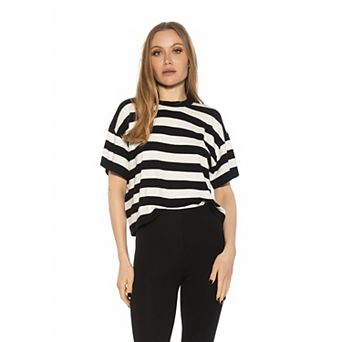 Women's ALEXIA ADMOR Remy Striped Fine Knit Dolman Sleeve Top