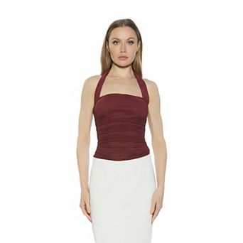 Women's ALEXIA ADMOR Luca Ruched Halter Square Neck Top