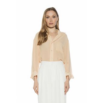 Women's ALEXIA ADMOR Atticus Sheer Button Up Shirt