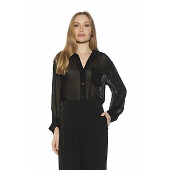 Women's ALEXIA ADMOR Atticus Sheer Button Up Shirt