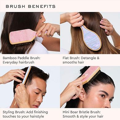 Mini Boar Bristle Smoothing Hair Brush in Pink Sugar