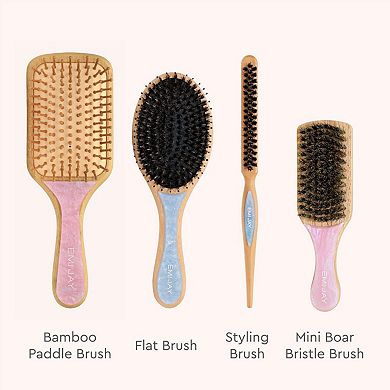 Mini Boar Bristle Smoothing Hair Brush in Pink Sugar