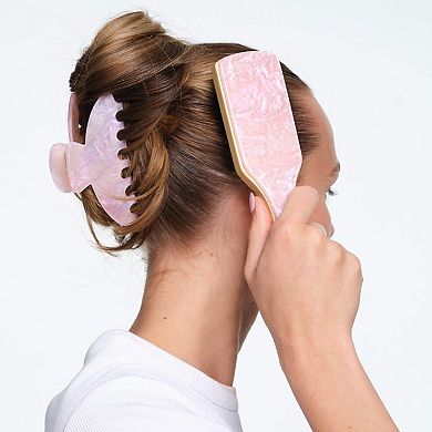 Mini Boar Bristle Smoothing Hair Brush in Pink Sugar