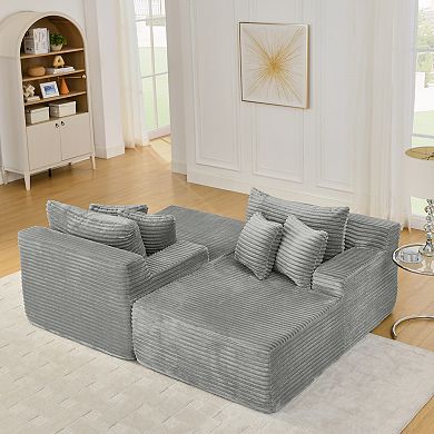 83" Corduroy Modern Double Chaise Lounge Indoor, Upholstered Boneless Cloud Sofa