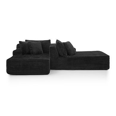 83" Corduroy Modern Double Chaise Lounge Indoor, Upholstered Boneless Cloud Sofa
