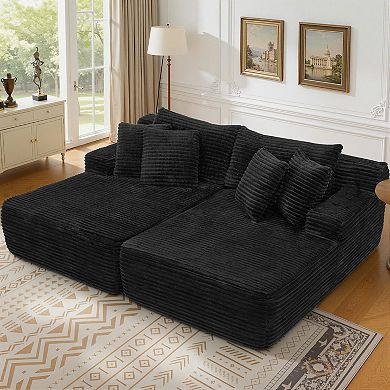 83" Corduroy Modern Double Chaise Lounge Indoor, Upholstered Boneless Cloud Sofa