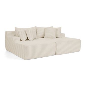 83" Corduroy Modern Double Chaise Lounge Indoor, Upholstered Boneless Cloud Sofa