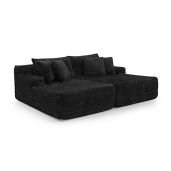 83" Corduroy Modern Double Chaise Lounge Indoor, Upholstered Boneless Cloud Sofa