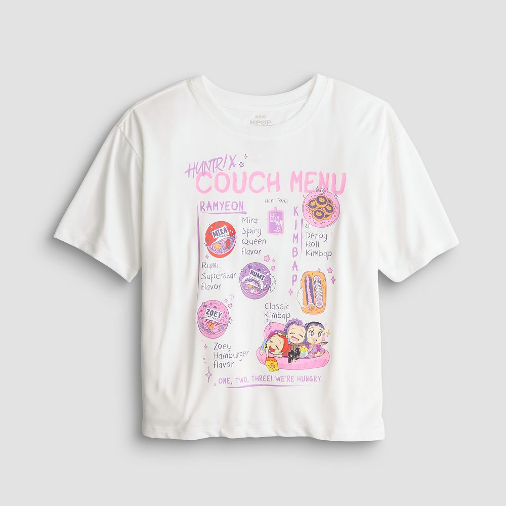 Girls 6-16 K-Pop Demon Hunters Huntrix Couch Menu Graphic Tee