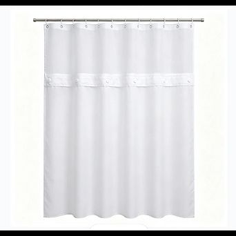 Hotel Fabric Snap-in Shower Curtain Liner Replacement, Water-Repellent, Removable