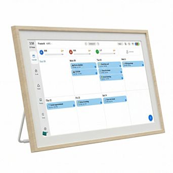 MYKKO 15.6" Digital Calendar Smart Touchscreen Display, Wall & Desk Mountable - Wood
