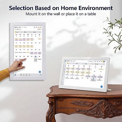 MYKKO 15.6" Digital Calendar Touchscreen Display, Wall & Desk Mountable - White