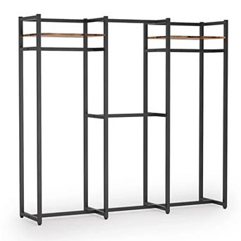 Heavy Duty Freestanding Garment Rack, with Hanging Rod & Shelves,500Lbs, Portable Storage Closet