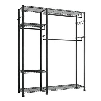 Heavy Duty Garment Rack, with 6 Shelves & 3 Hanging Rods, 800Lbs Steel Wardrobe Organizer