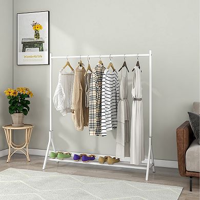 Garment Rack Freestanding, Bottom Double Pole Storage, Clothing Display Rack, Clothing Rack Bedroom