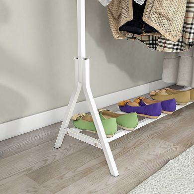 Garment Rack Freestanding, Bottom Double Pole Storage, Clothing Display Rack, Clothing Rack Bedroom