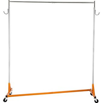 Z Base Garment Rack, with Lockable Casters,300lbs Heavy Duty Steel Rolling, Height Adjustable
