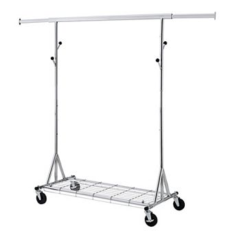 Heavy-duty steel clothes rack, Wheeled & shelved, with holds 600 lbs, adjustable garment storage