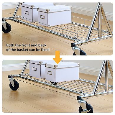 Heavy-duty steel clothes rack, Wheeled & shelved, with holds 600 lbs, adjustable garment storage