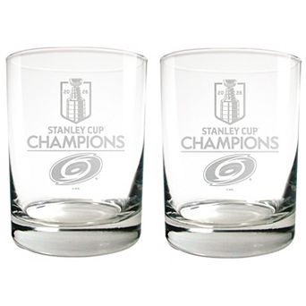 Carolina Hurricanes NHL 2026 Stanley Cup Champions 14 oz Rocks Glass Set