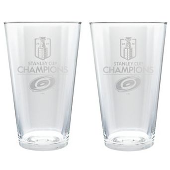 Carolina Hurricanes NHL 2026 Stanley Cup Champions 16 oz Laser Etched Pint Glass Set