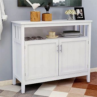 Sideboard Buffet Server Cabinet - Kitchen Storage, MDF, UV Painting,Adjustable Shelves,Magnetic Door