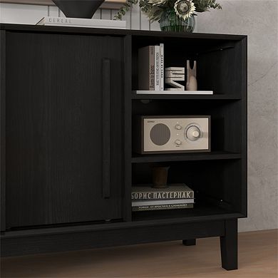 Sideboard Buffet Cabinet with Storage -47.3" Fluted TV Media Console with 2 Doors & Solid Wood Feet
