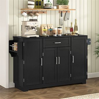 Sideboard Buffet Cabinet with Storage - 54.3" 4 Doors & 1 Drawer,MDF Storage with Adjustable Shelves
