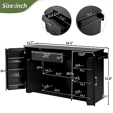 Sideboard Buffet Cabinet with Storage - 54.3" 4 Doors & 1 Drawer,MDF Storage with Adjustable Shelves