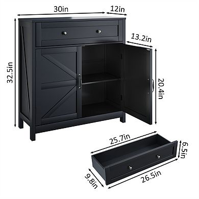 Kitchen Sideboard Buffet Cabinet -Storage Cabinet with Drawer and Adjustable Shelf,Barn Door Cabinet
