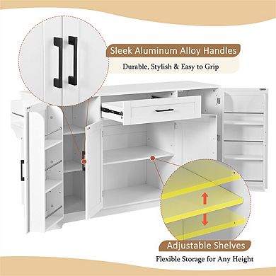 Sideboard Buffet Cabinet with Storage - 54.3" 4 Doors & 1 Drawer,MDF Storage with Adjustable Shelves
