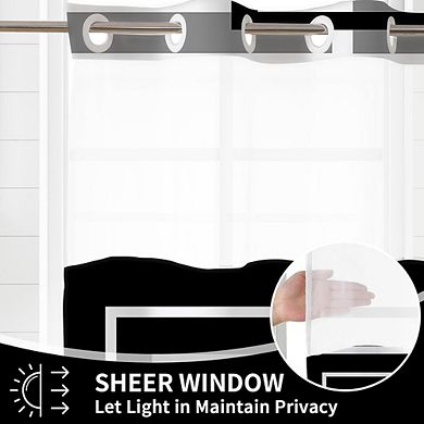 Hookless Geometric Shower Curtain with Snap-in Liner, Waterproof Polyester