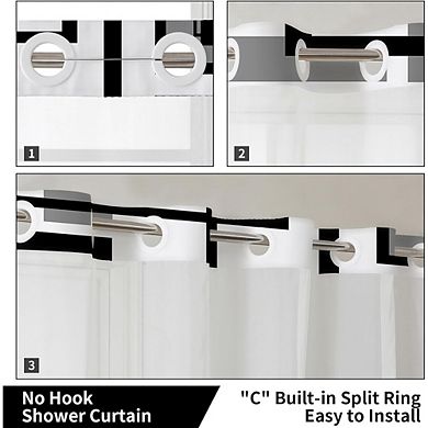 Hookless Geometric Shower Curtain with Snap-in Liner, Waterproof Polyester