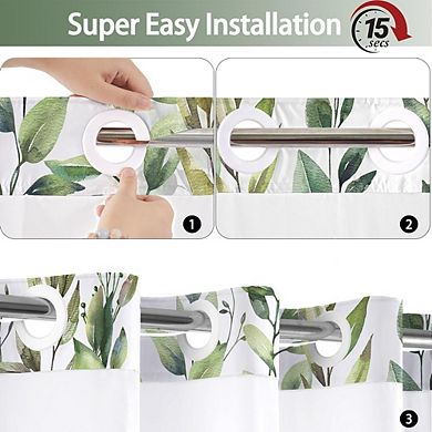 No Hook Shower Curtain Set with Snap-in Liner, Waterproof Window