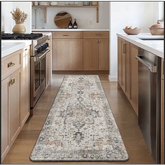 GENIMO 2 pc Kitchen Runner Set 23"x71" Non-Slip, Washable, Waterproof, Light Taupe Brown