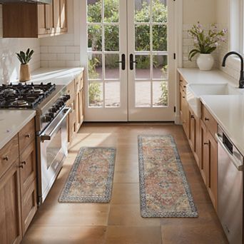 GENIMO 2 pc Kitchen Runner Set 17.3"x47"+17.3"x30" Non-Slip, Washable, Waterproof
