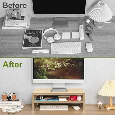 100% Bamboo Laptop Stand With Storage