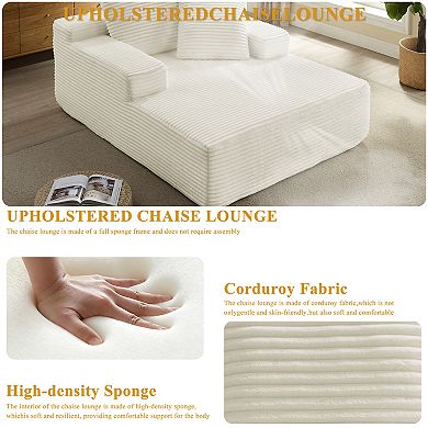 65.1'' Chaise Lounge Chair Indoor, Non-Assembly Upholstered Boneless Sofa, Compression Sofa