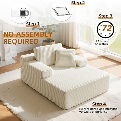 65.1'' Chaise Lounge Chair Indoor, Non-Assembly Upholstered Boneless Sofa, Compression Sofa